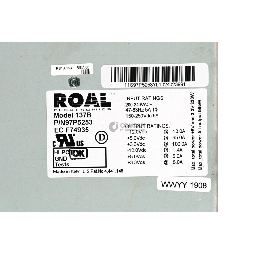 97P5253 IBM 595W POWER SUPPLY FOR I/O DRAWER